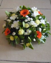 orange and white posy